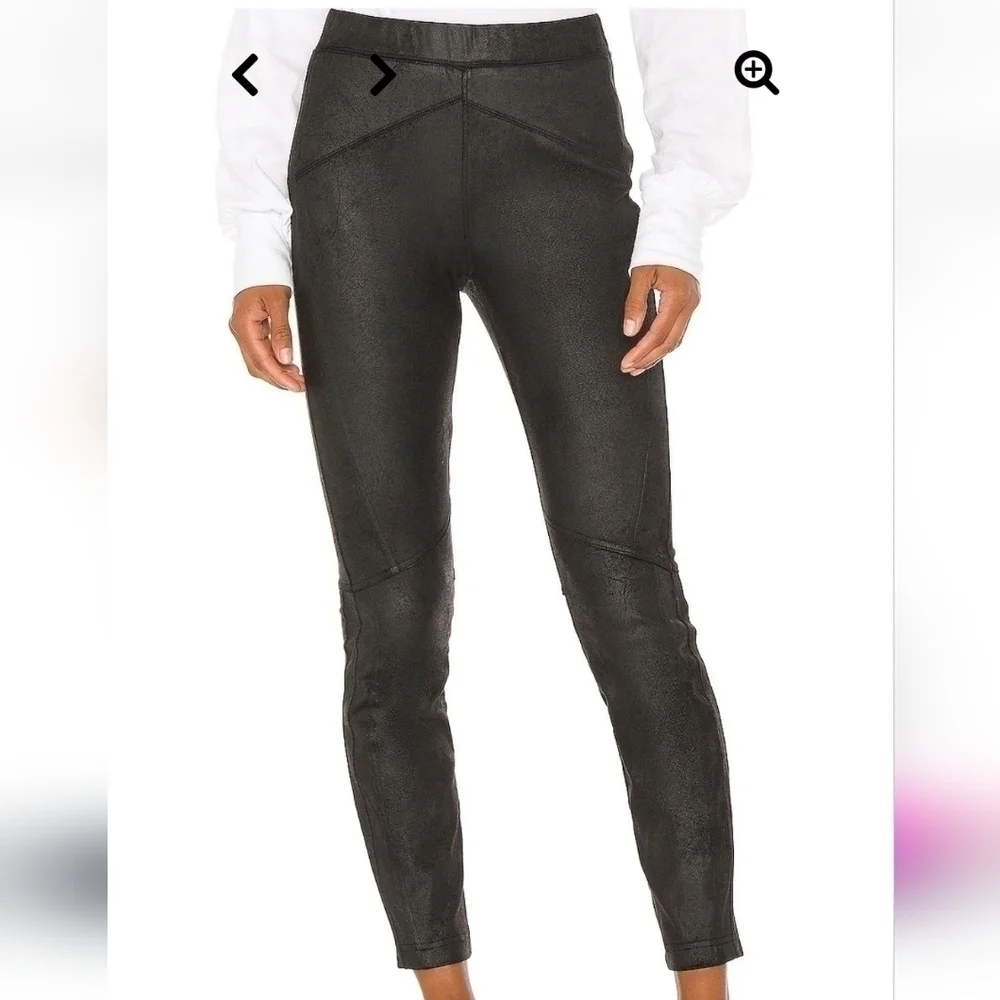 Free People Midnight Vegan Suede Skinny Black Faux Suede Pedal Pusher Pants Sz.L